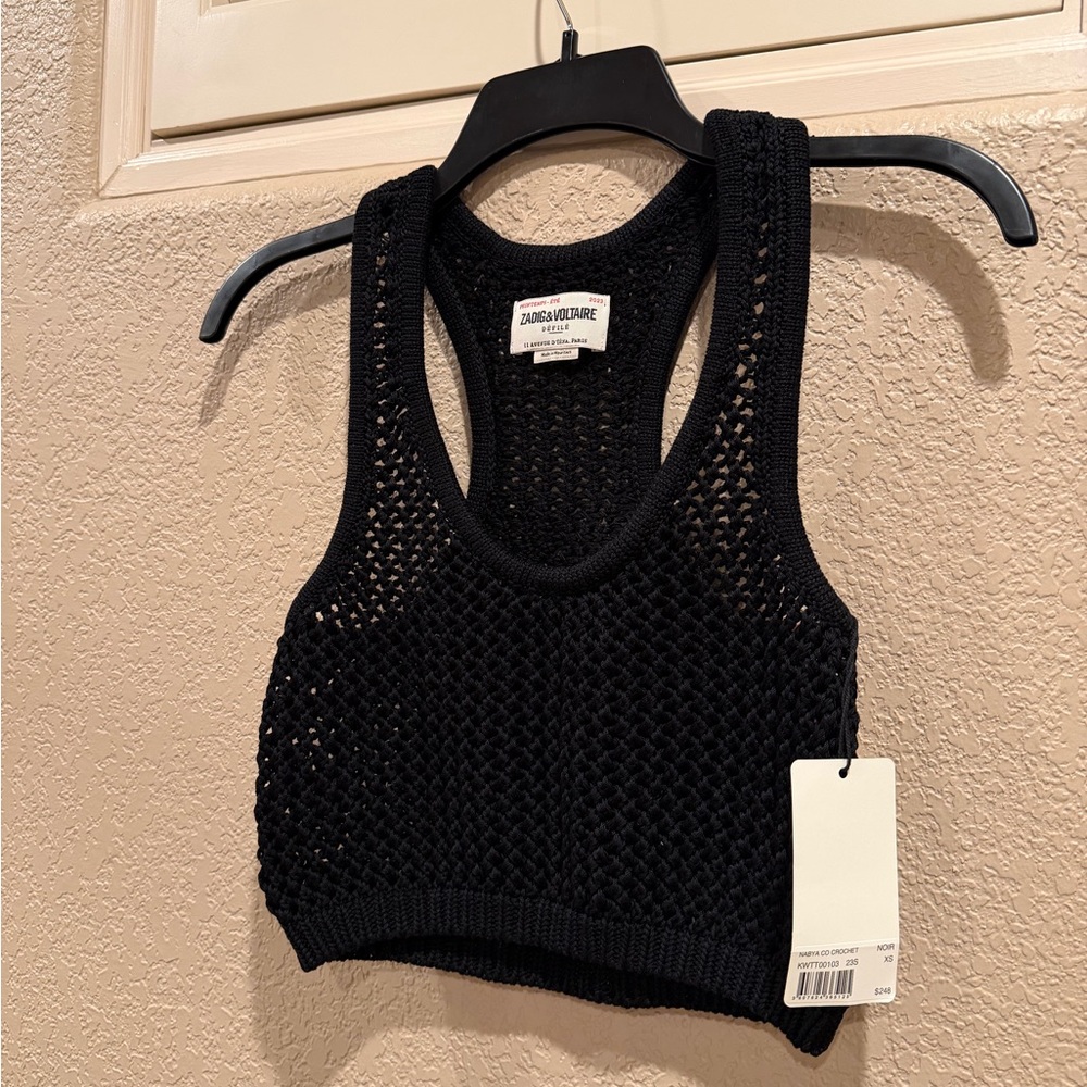NWT ZADIG & VOLTAIRE Nabya Tank Top In Noir - Picture 5 of 9